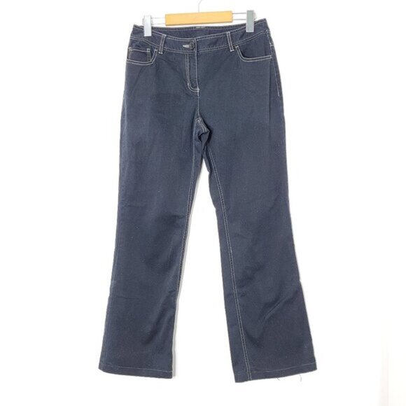 Style  Co Women's Navy Blue Comfy Soft Jean Cotton-Blend Wide Leg Pants Size 6 - Picture 1 of 11